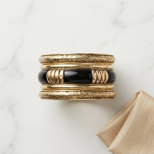Traditional Wood & Brass Bangles Set | Lady Zone