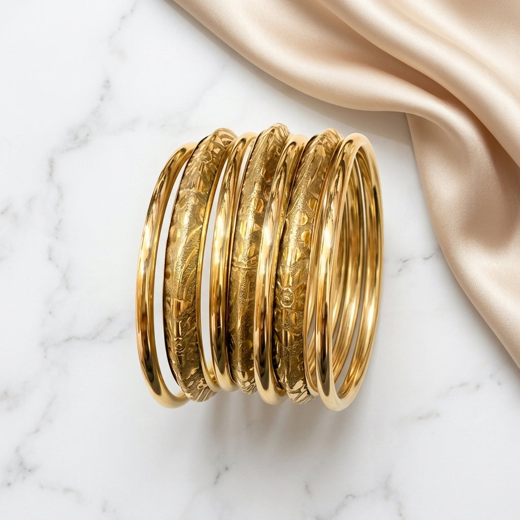 Traditional Engraved Wooden Bangle Set for Women | Lady Zone