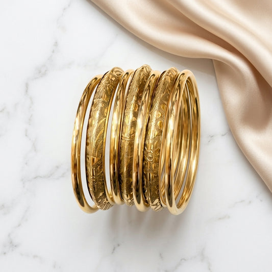 Traditional Engraved Wooden Bangle Set for Women | Lady Zone