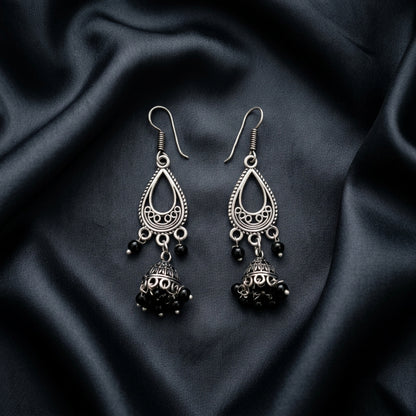 Oxidized Pearl Drop Jhumka Earrings for Women | Lady Zone