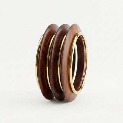 Elegant Wooden & Brass Designer Bangle Set | Lady Zone