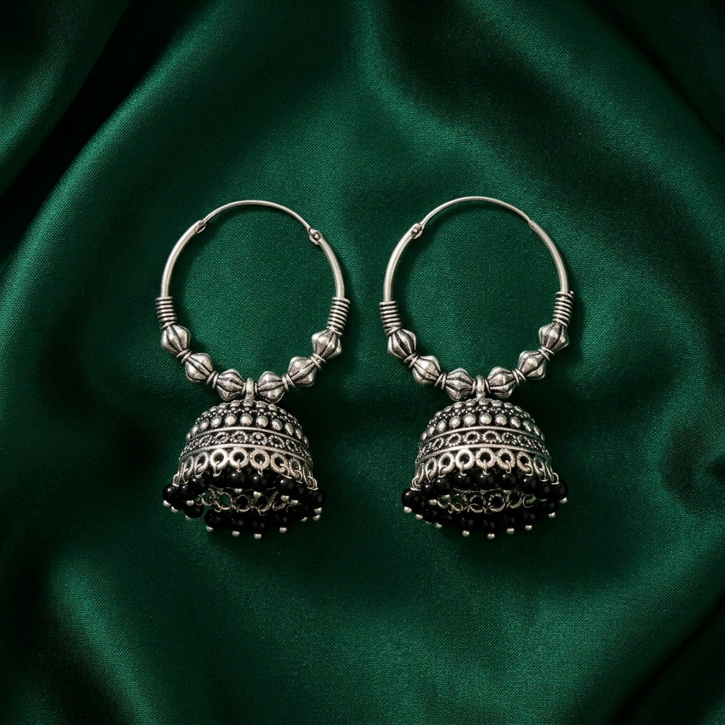 Oxidized Hoop Jhumka Earrings for Women | Lady Zone