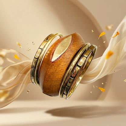 Royal Leaf Inlay Wood & Brass Bangle Set for Women | Lady Zone