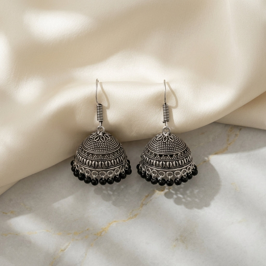 Oxidized Tribal Dome Jhumka Earrings for Women | Lady Zone