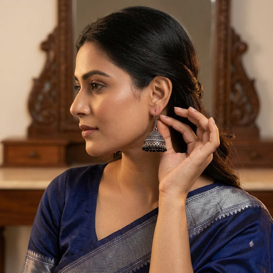 Oxidized Tribal Dome Jhumka Earrings for Women | Lady Zone