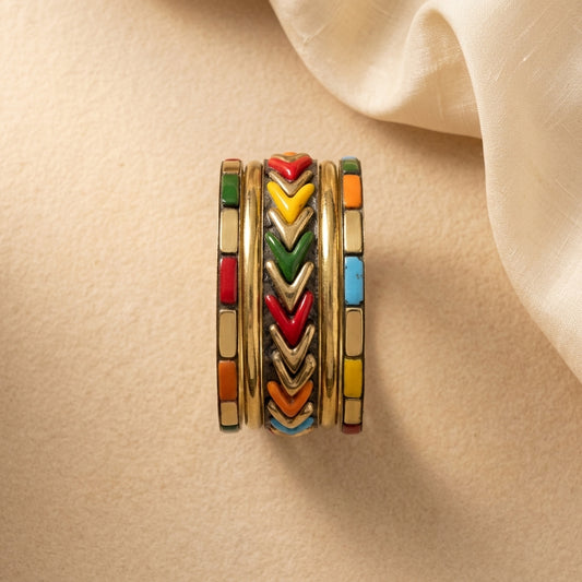 Colorful Tribal Brass Bangle Set | Lady Zone
