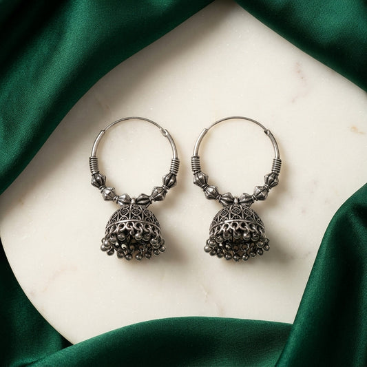 Oxidized Tribal Hoop Jhumka Earrings for Women | Lady Zone