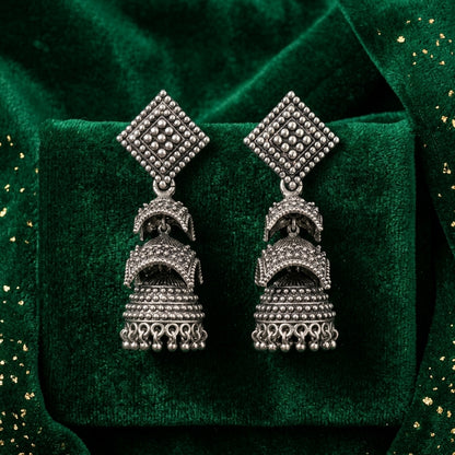 Oxidized Layered Jhumka Earrings for Women | Lady Zone