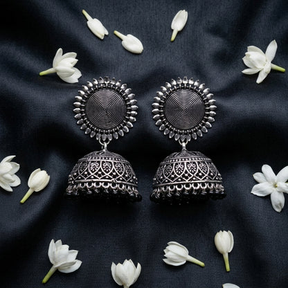 Oxidized Spiral Dome Jhumka Earrings for Women | Lady Zone