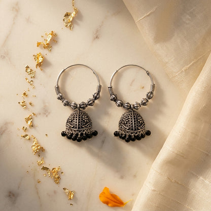 Oxidized Hoop Jhumka Earrings for Women | Lady Zone