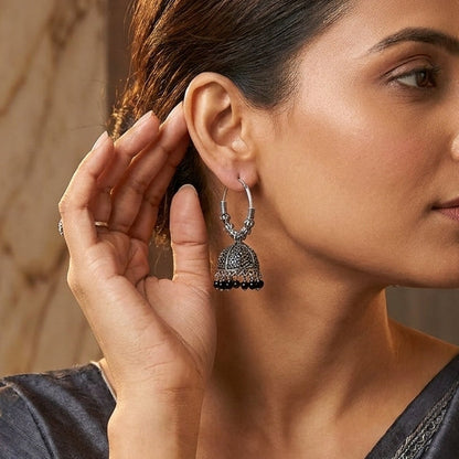 Oxidized Hoop Jhumka Earrings for Women | Lady Zone