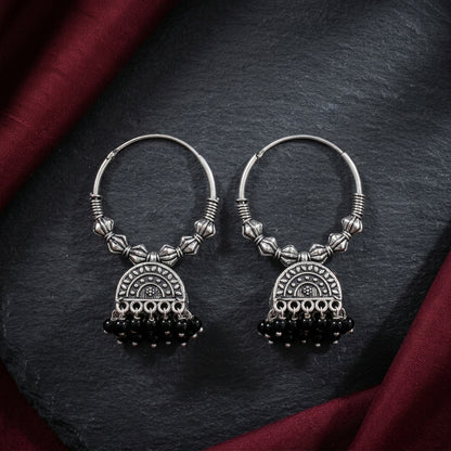 Oxidized Pearl Hoop Earrings for Women | Lady Zone
