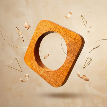 Handcrafted Square Wooden Statement Bangle | Lady Zone