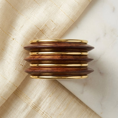 Elegant Wooden & Brass Designer Bangle Set | Lady Zone