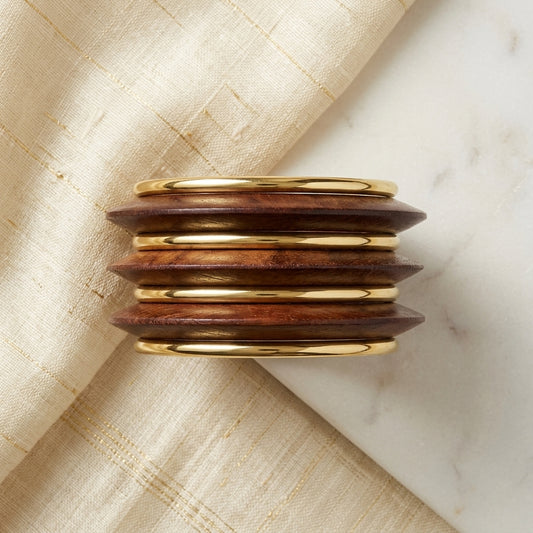Elegant Wooden & Brass Designer Bangle Set | Lady Zone