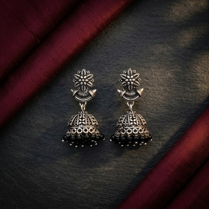 Oxidized Pearl Dome Jhumka Earrings for Women | Lady Zone