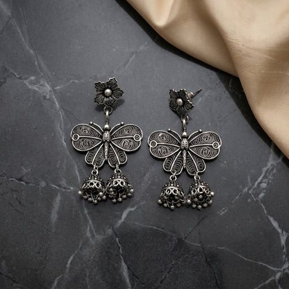 Oxidized Butterfly Jhumka Earrings for Women | Lady Zone