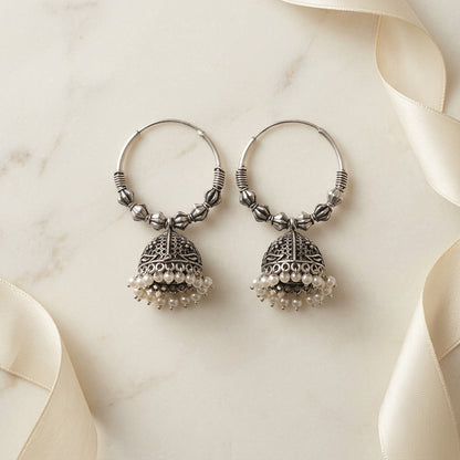 Oxidized Hoop Jhumka Earrings for Women | Lady Zone