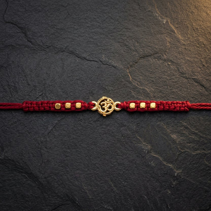 3PC Elegant Gold Om Motif Macrame Rakhi