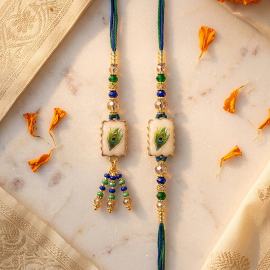 Divine Mor Pankh and Flute Krishna Bhaiya Bhabhi Rakhi