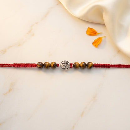 Traditional Om Motif Tiger Eye Stone Rakhi