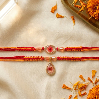 Royal Rasin Pressed Flower Macrame Bhaiya Bhabi Rakhi