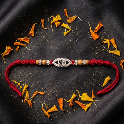 Eye-Shaped Om Silver-Tone Rakhi