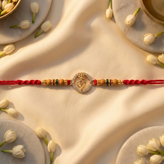 Trishul-Om Stone-Studded Rakhi