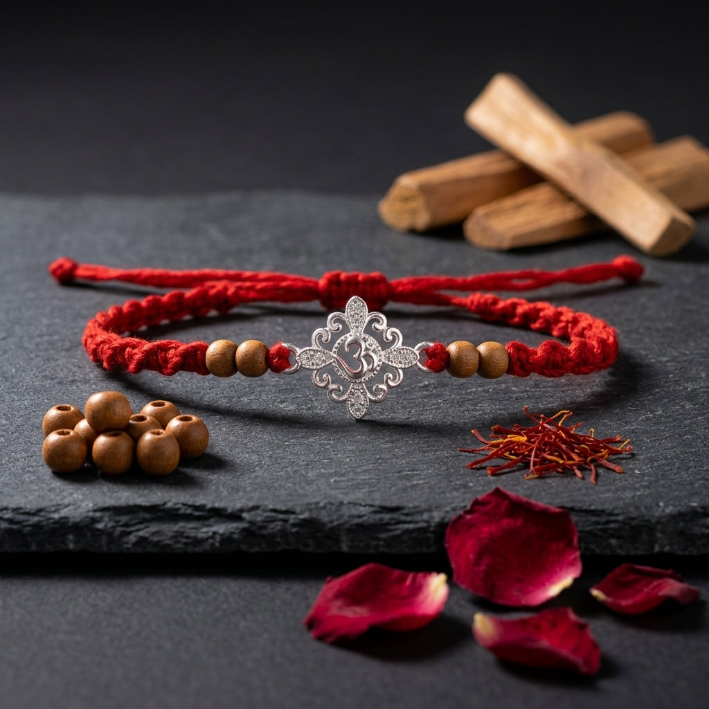 Filigree Om Silver-Tone Rakhi