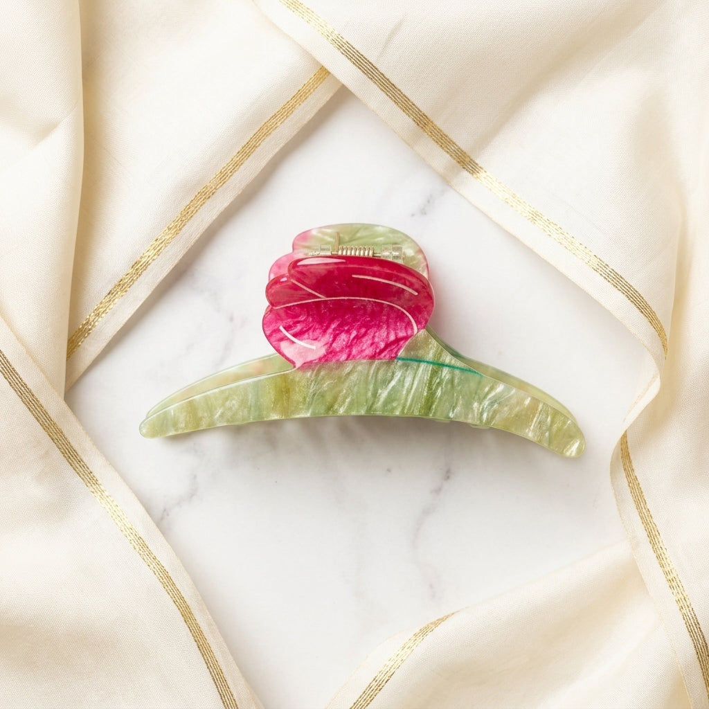Rosebud Cellulose Acetate Hair Claw