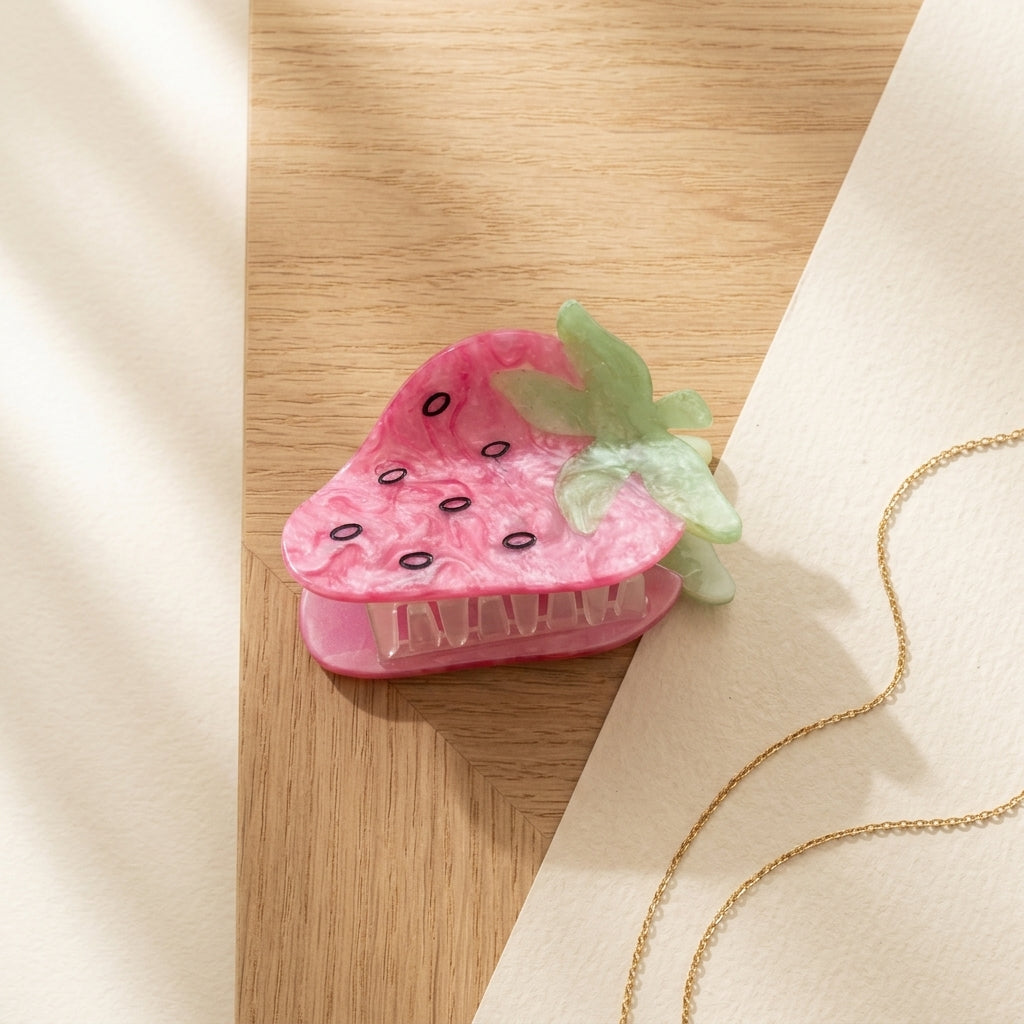 Strawberry Cellulose Acetate Hair Claw