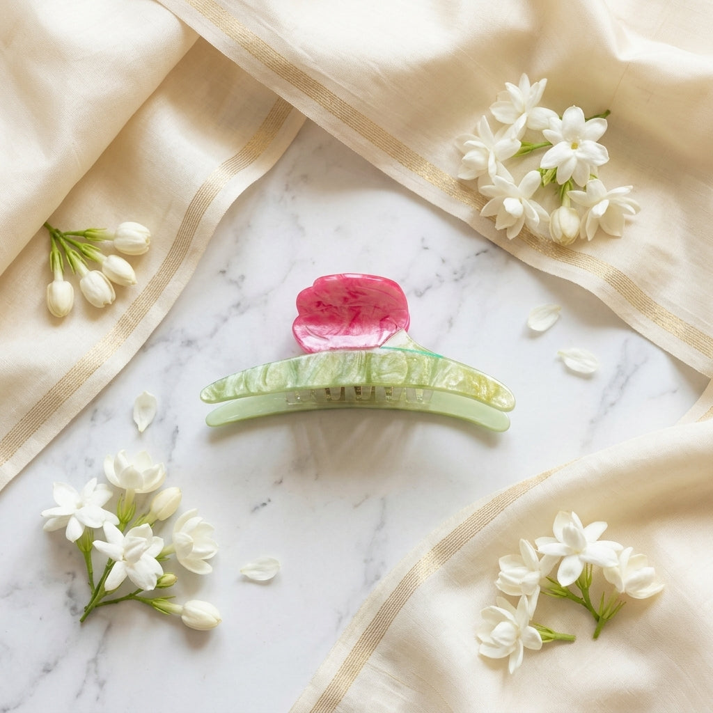 Rosebud Cellulose Acetate Hair Claw