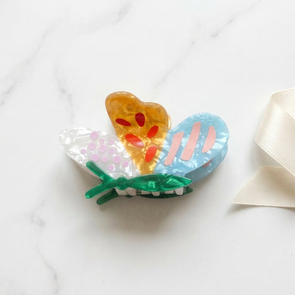 Multicolor Patterned Butterfly Cellulose Hair Claw