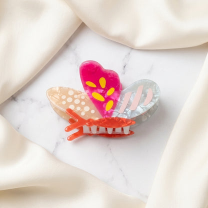 Multicolor Patterned Butterfly Cellulose Hair Claw