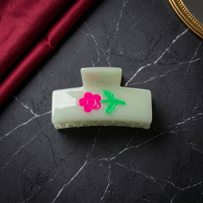 Floral Motif Cellulose Hair Claw