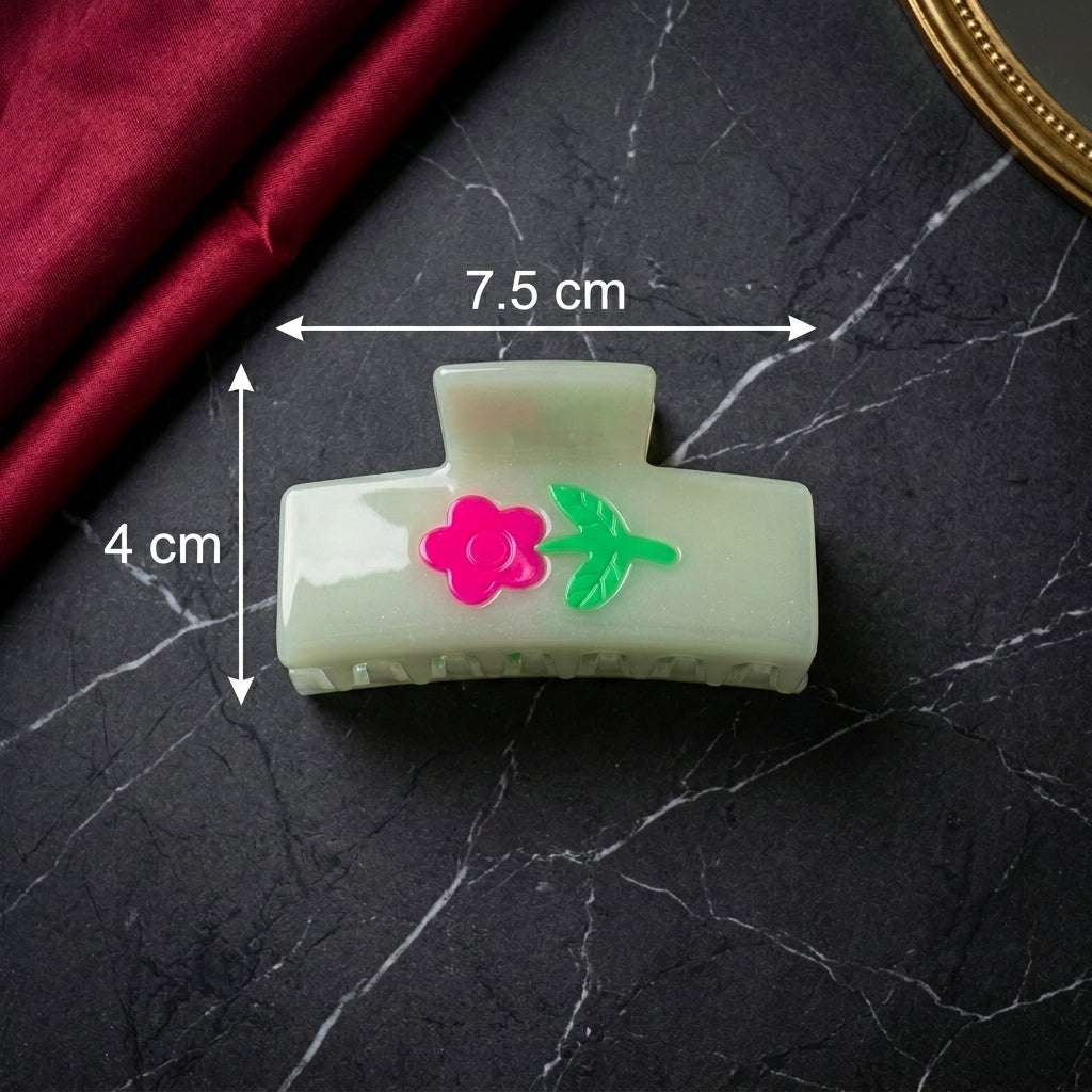 Floral Motif Cellulose Hair Claw