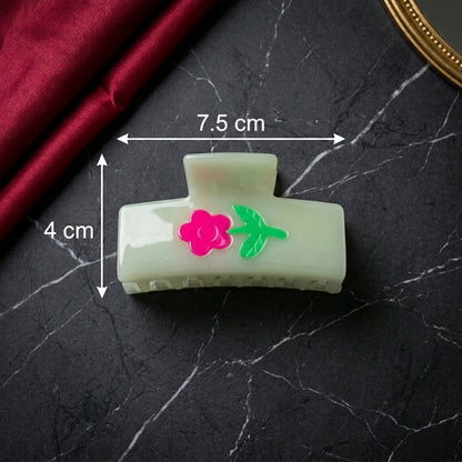 Floral Motif Cellulose Hair Claw