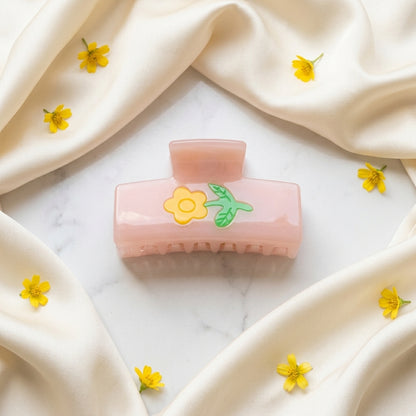 Floral Motif Cellulose Hair Claw