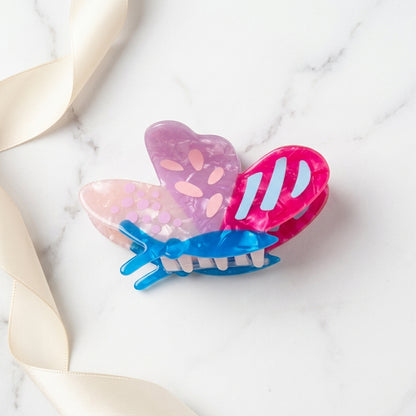 Multicolor Patterned Butterfly Cellulose Hair Claw