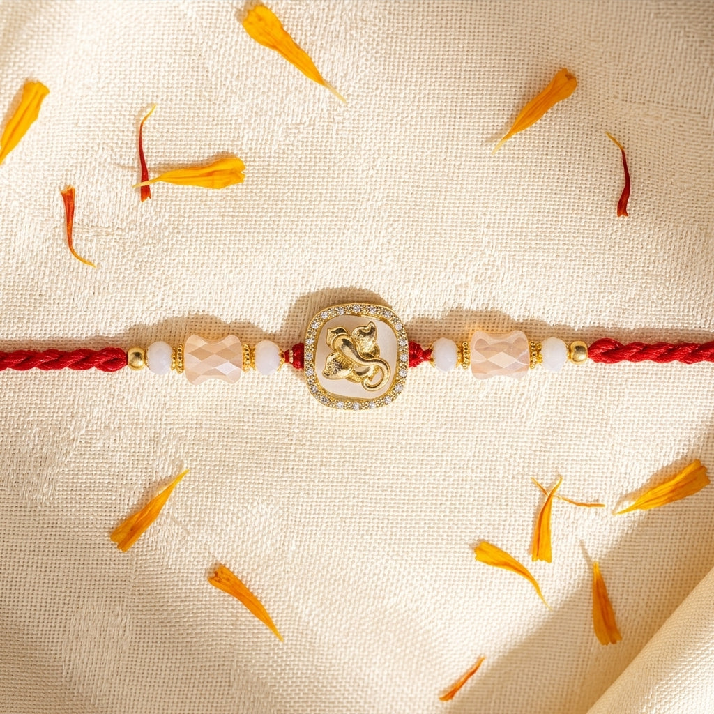 Rotating Ganesha Mother of Pearl Rakhi