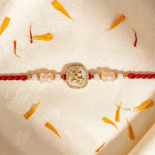 Rotating Ganesha Mother of Pearl Rakhi