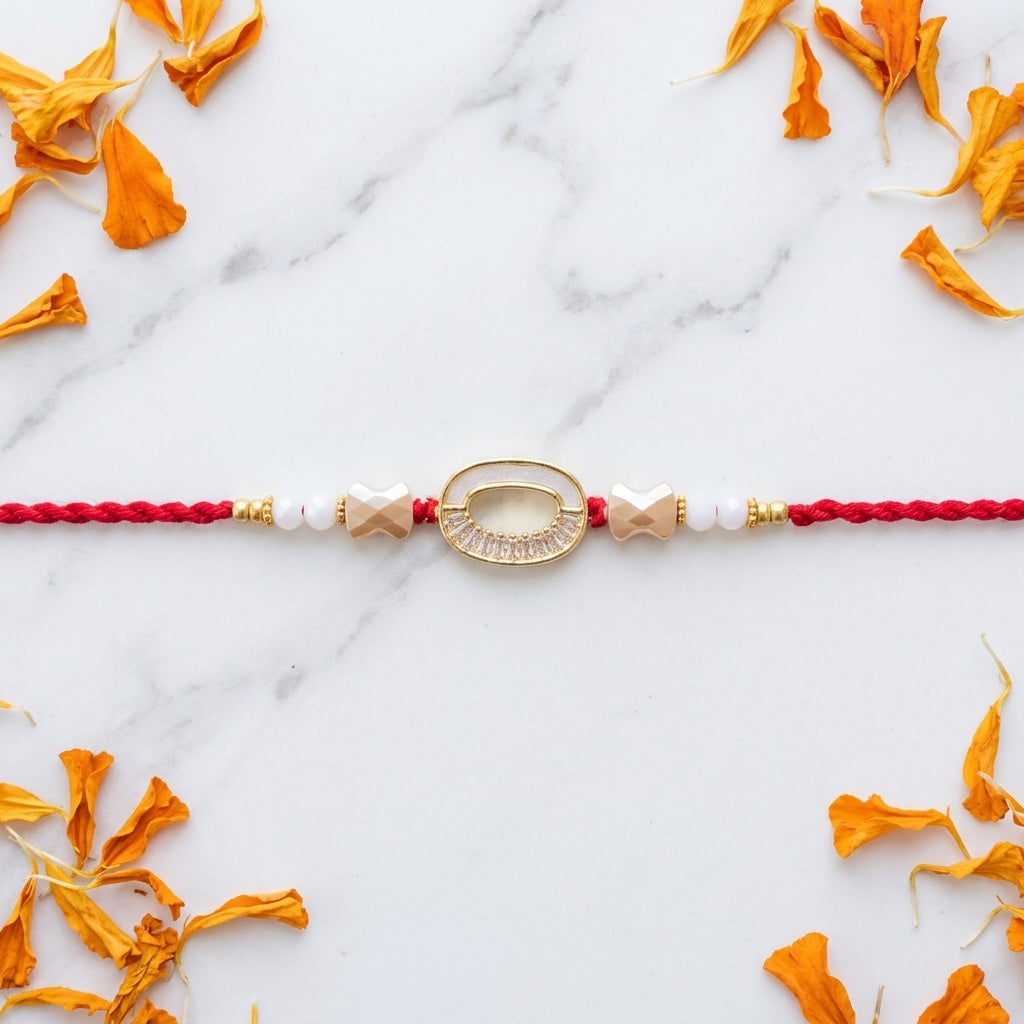 Oval Crystal Embellished Rakhi