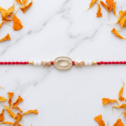 Oval Crystal Embellished Rakhi