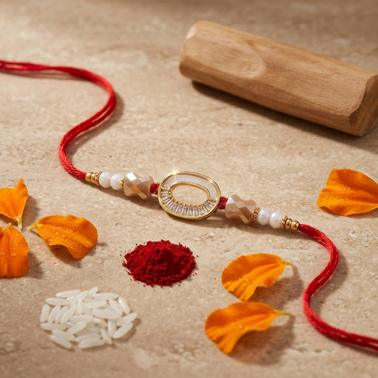Oval Crystal Embellished Rakhi