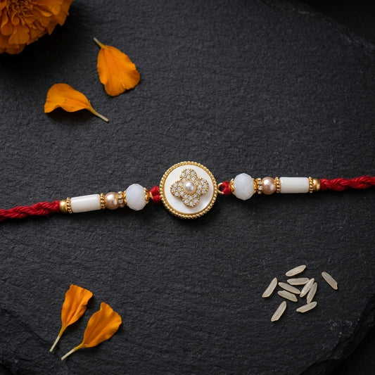 Rotating Floral Mother of Pearl Rakhi