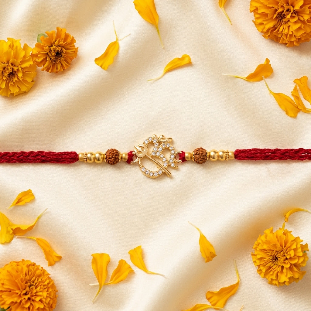 Trishul Om Crystal Rakhi