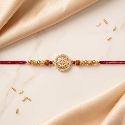 Lotus Motif Crystal Rakhi