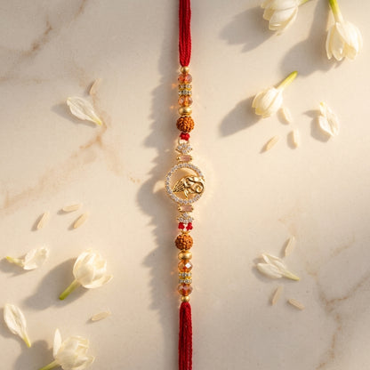 Ornate Ganesha Crystal Rakhi
