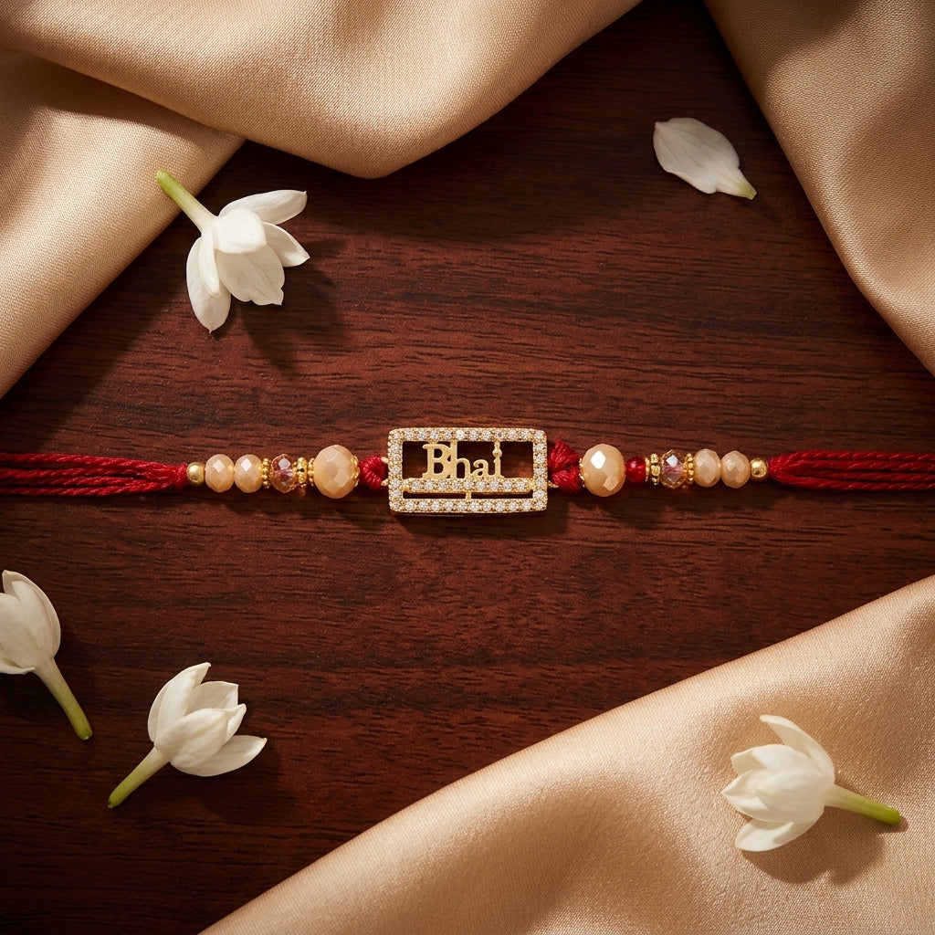 "Bhai" Gold-Tone Script Rakhi