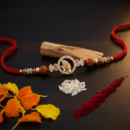 Ornate Ganesha Crystal Rakhi